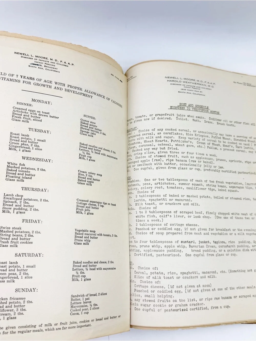 Vintage 1939 Binder Baby Girl Book Diet Charts Ephemera Pediatric Doctor CA